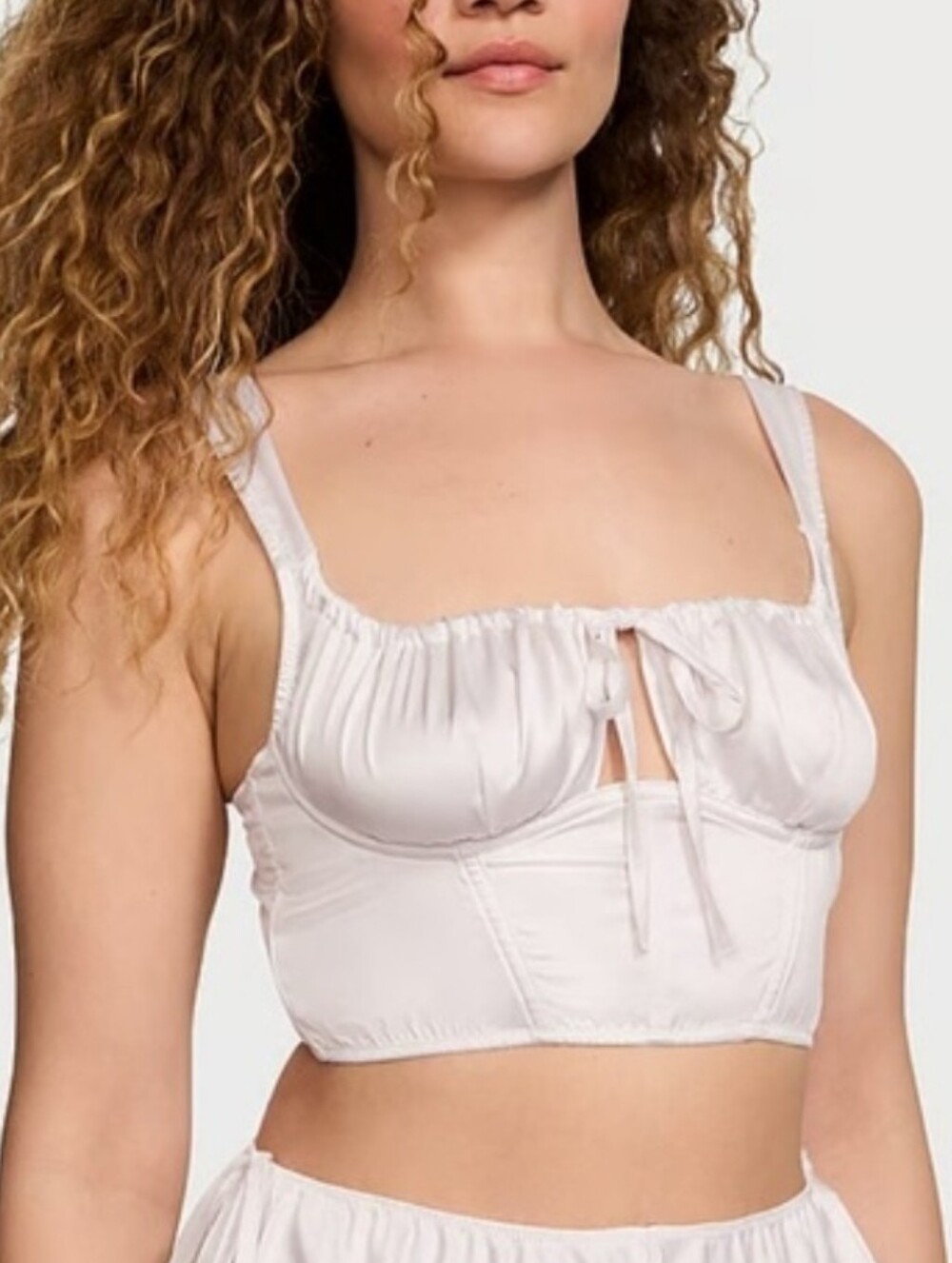 VICTORIA'S SECRET Satin Corset Top Size M In Coconut White